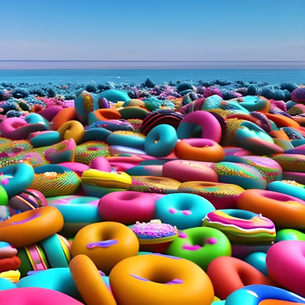 Donut Ocean Waves in Hyperdetailed 3D Digital Art