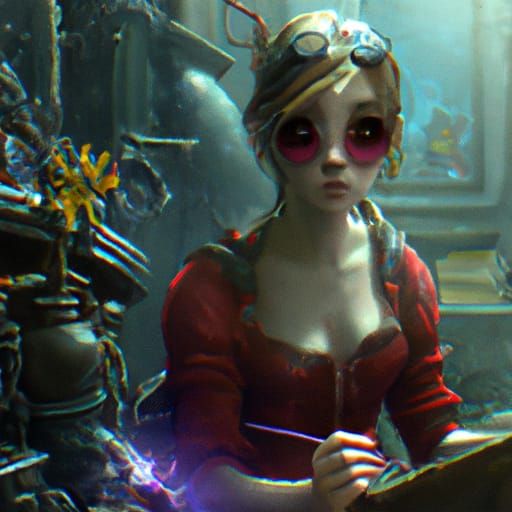 Dark Fantasy Girl, Hyperdetailed Art Nouveau Style