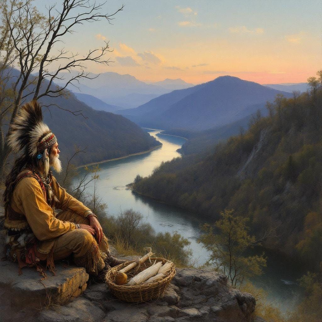 Lenape Healer Overlooking Appalachian Mountains, Academic Re...