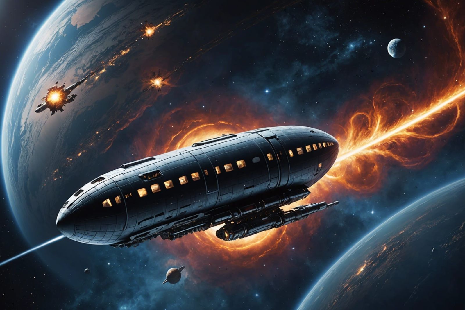 Orient Express Spacecraft Glides Through Nebula