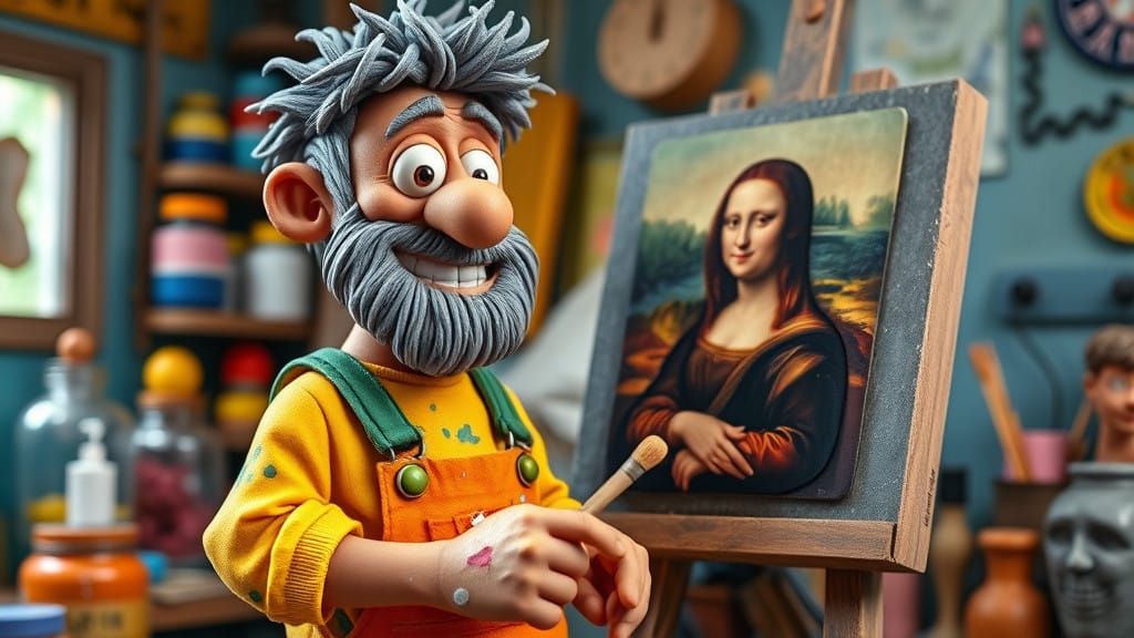 Scruffy Artist Captured in Vibrant Claymation Style
