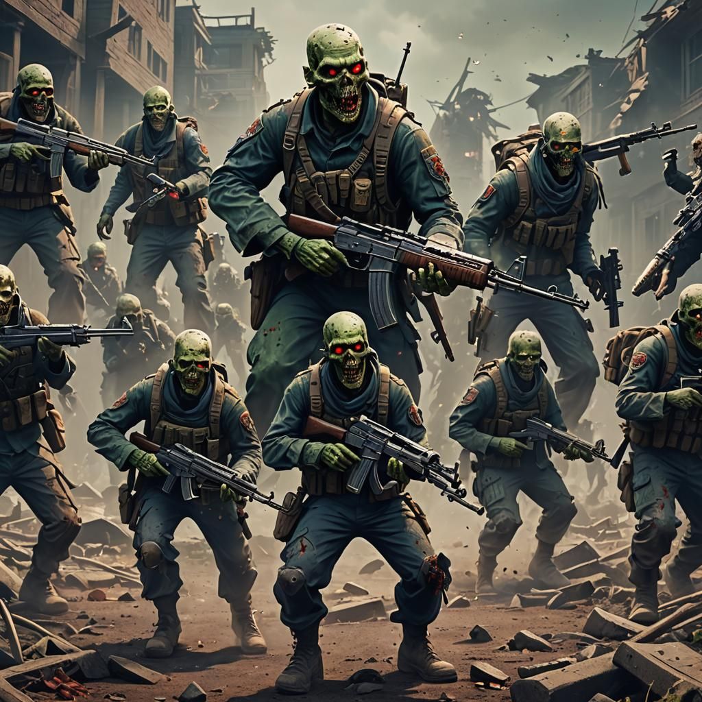 Detailed Zombie Infantry Concept Art in 8K