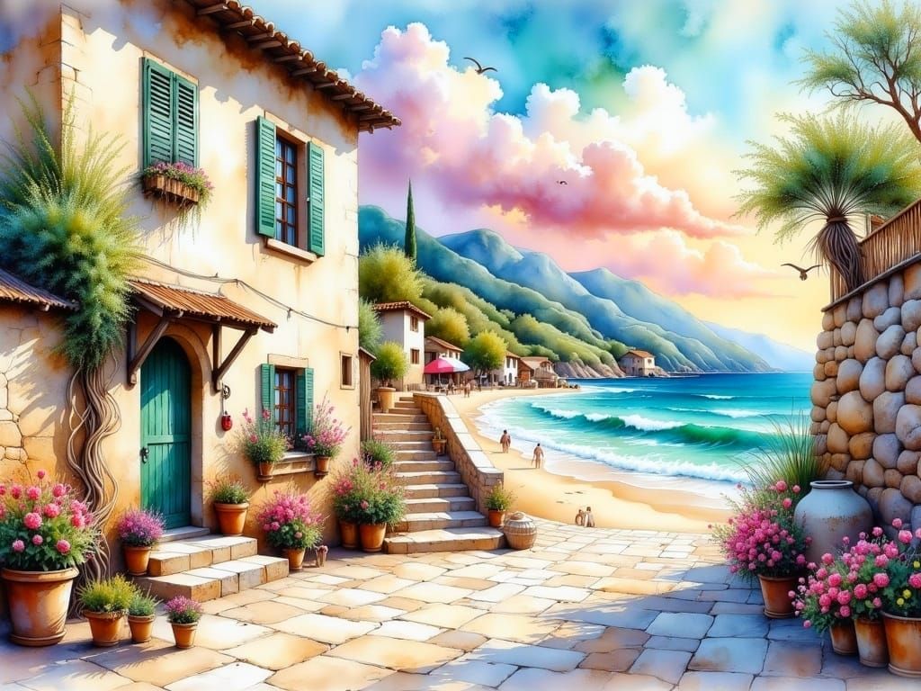 Serenity by the Mediterranean Coast in Dreamy Light