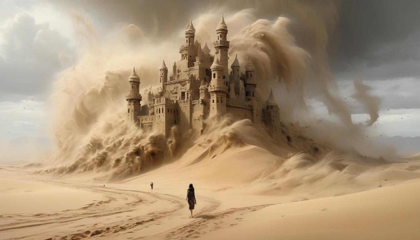 Epic Sandcastle Survives Desert Sandstorm