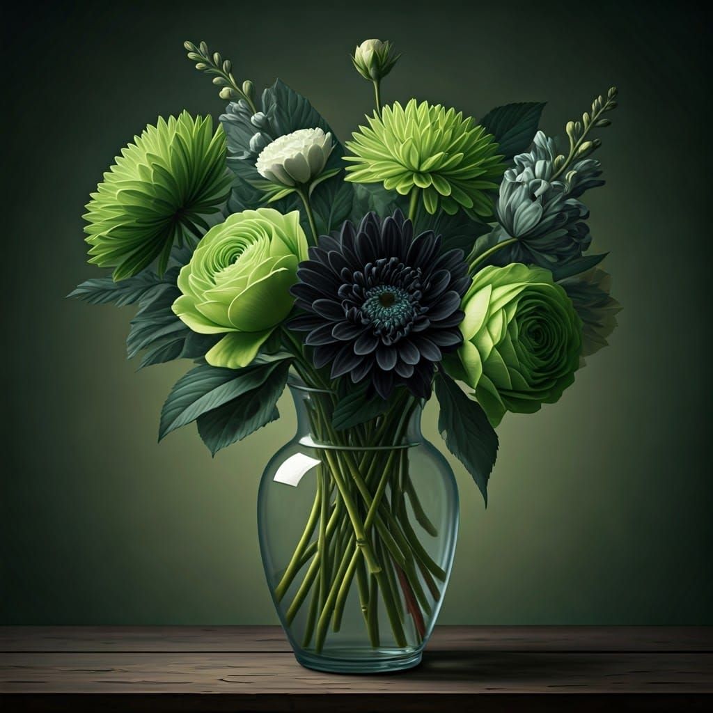 Ethereal Floral Arrangement in Glass Vase