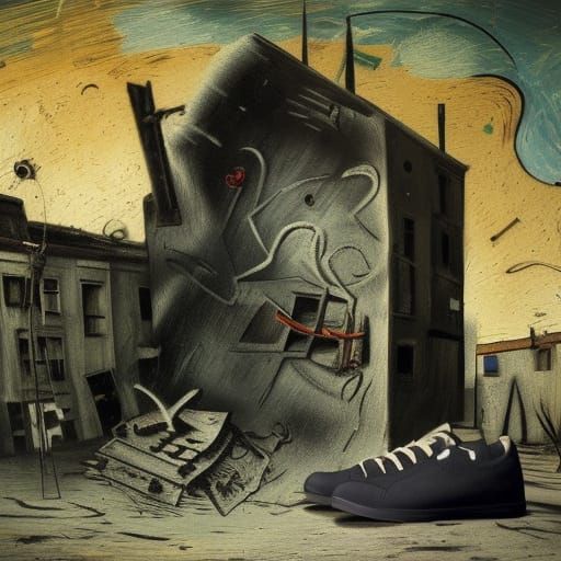 Apocalyptic House Blending Cubism and Fauvism