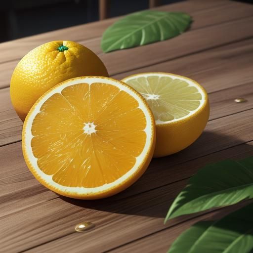 Glistening Citron Slice: Hyper-Realistic Digital Art