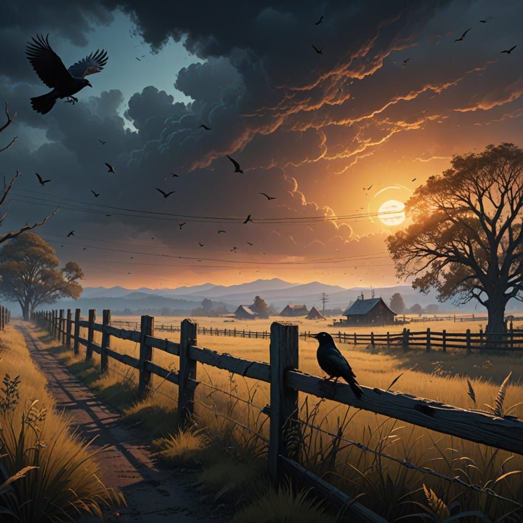 Mysterious Songbirds on a Foreboding Fence