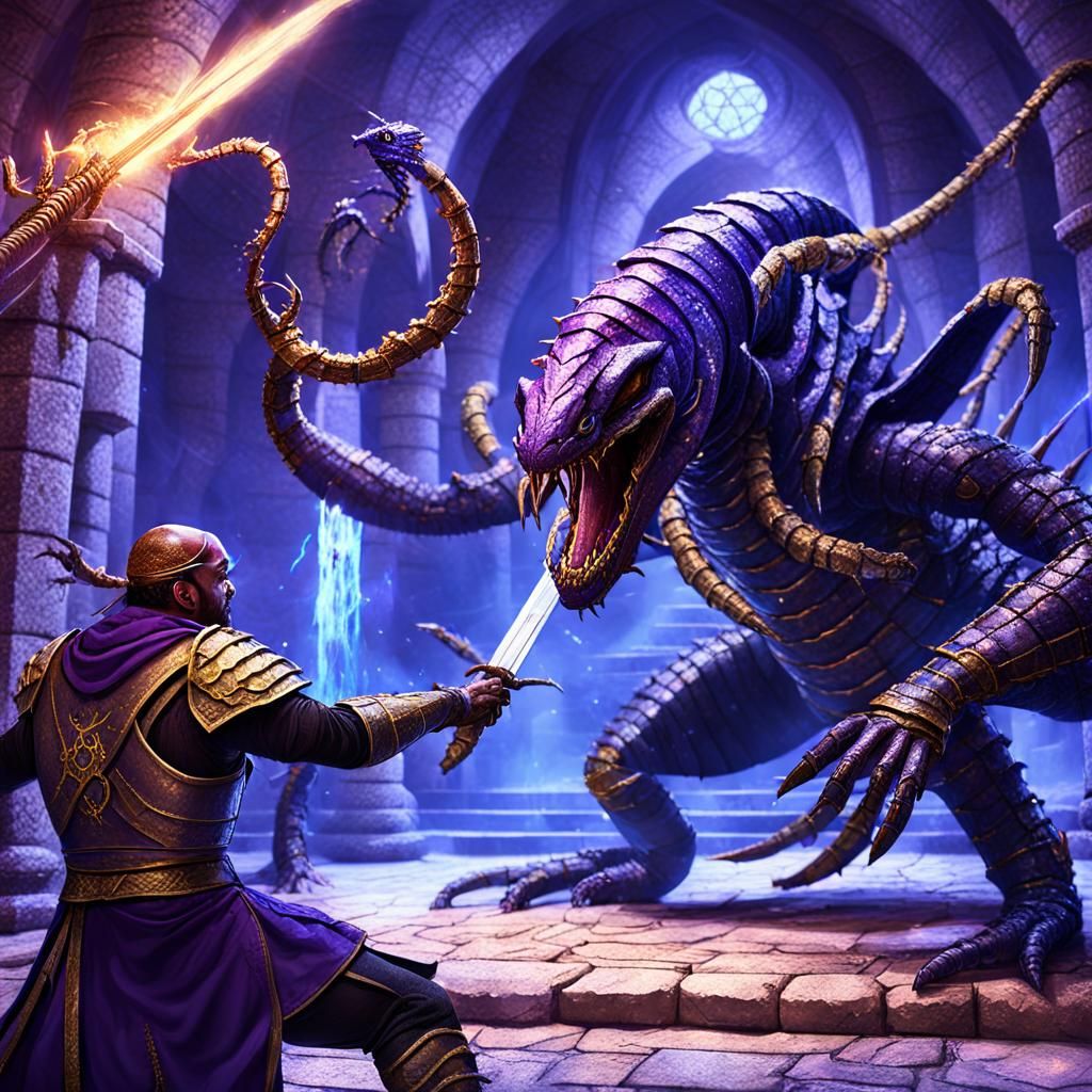 Epic Fantasy Battle: Warrior and Mage vs Scorpion