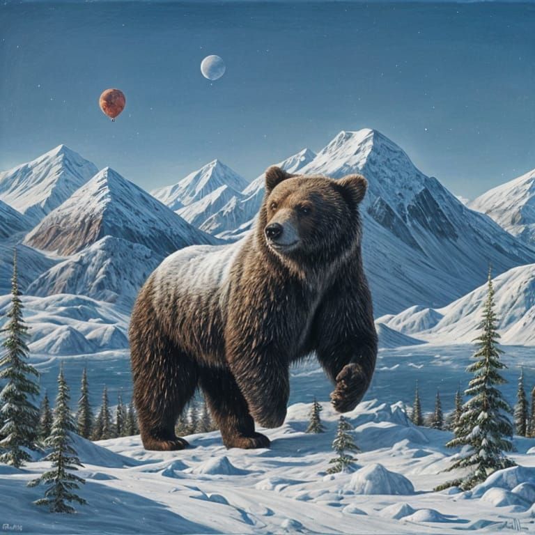 Alaskan Bear Proverb in Chagall-Kandinsky Style