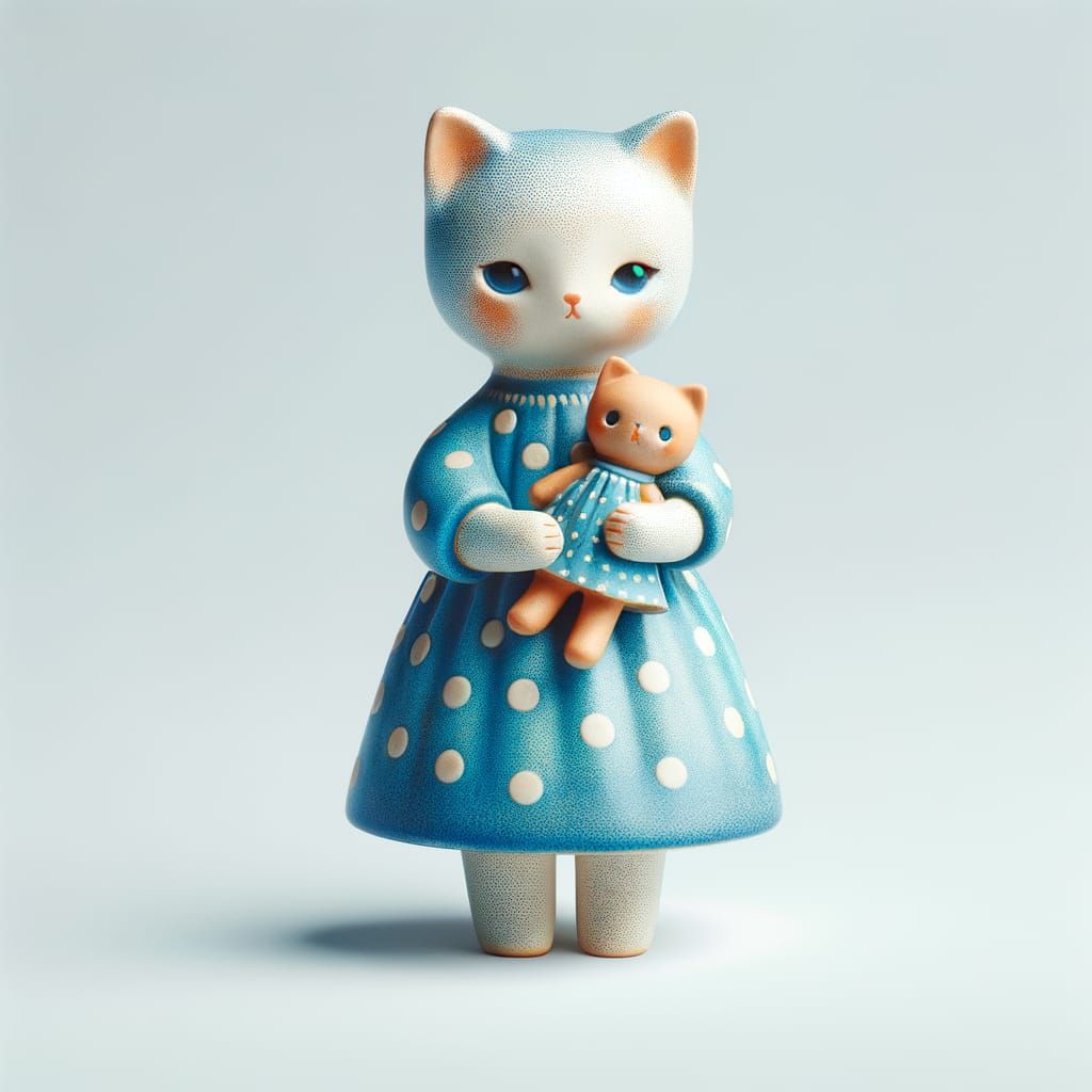 Ceramic Cat Figurine in Early 20th Century Style