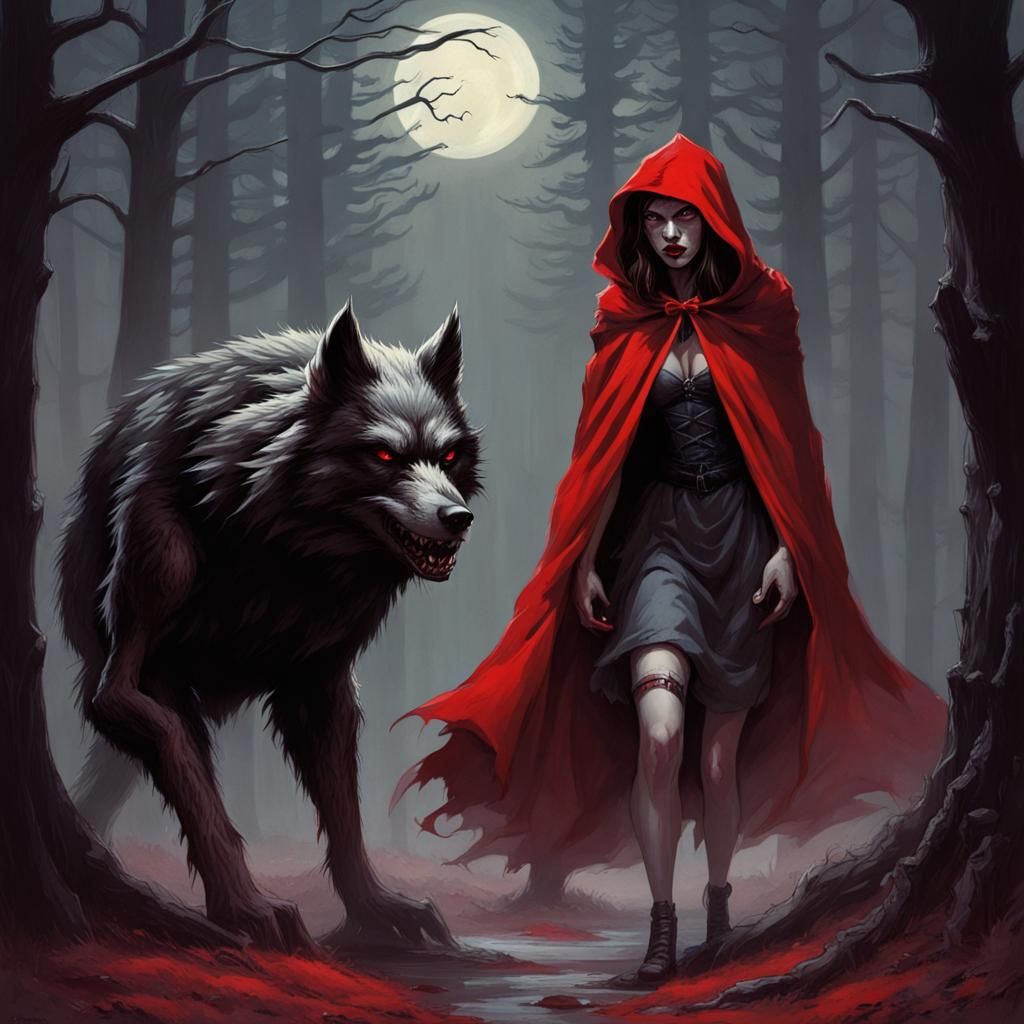 Dark Gothic Tale of Red Riding Hood and Werewolf