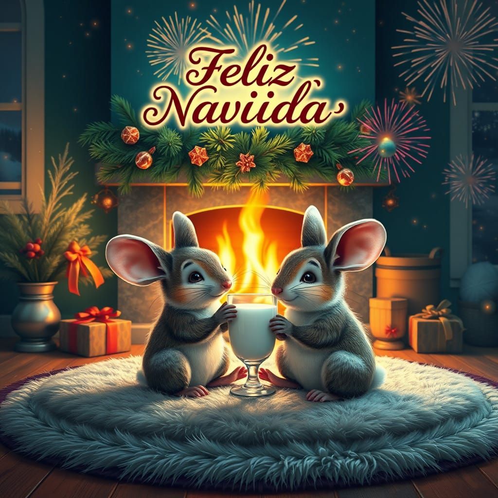 Whimsical Mouse and Bunny's Winter Wonderland