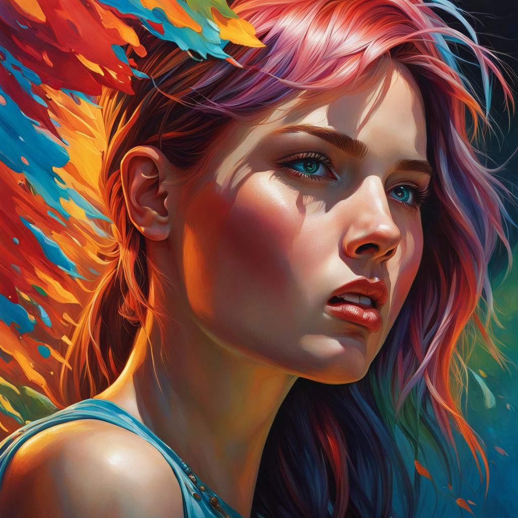 Hyperrealistic Gwen Tennyson Splash Art Portrait