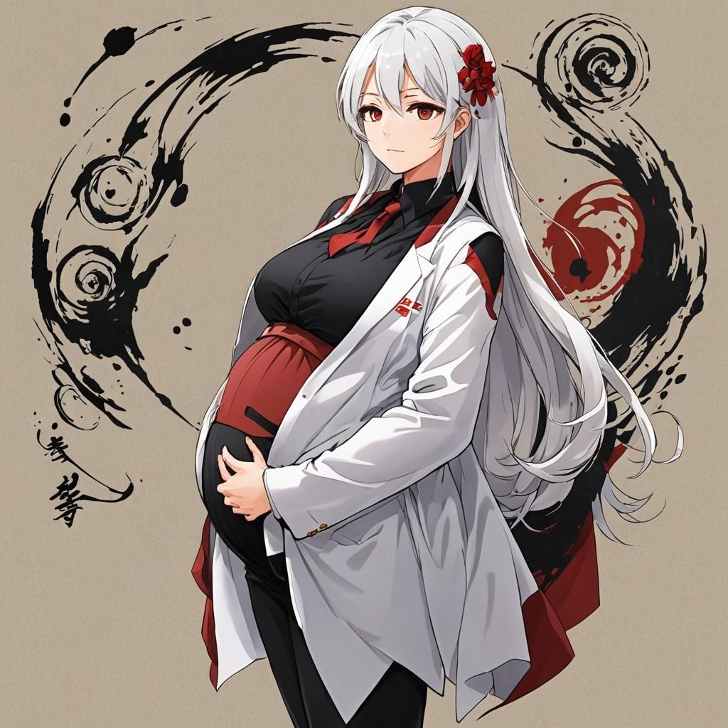 Pregnant Anime Teacher in Manga Style