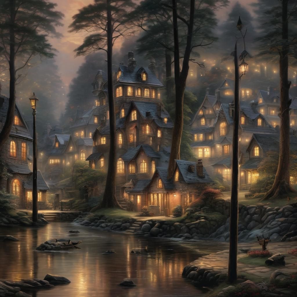 Grimdark Landscape in Kinkade Style