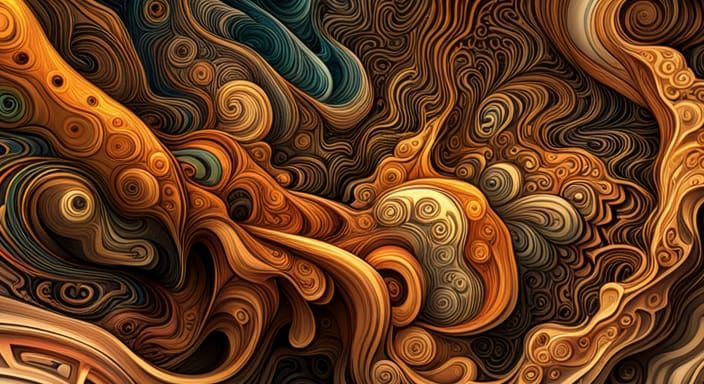 Abstract Vector Fractal with Zentangle and 3D Shading