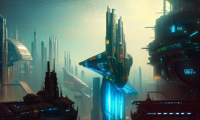 Cyberpunk Space Docks District in Digital Art