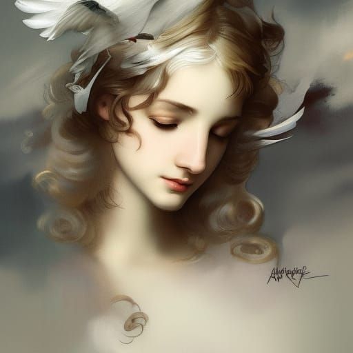 Dove with Olive Branch in Raphael Style