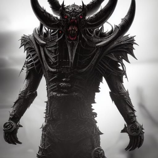 Terrifying Lucifer Screaming in Dark Fantasy Armor