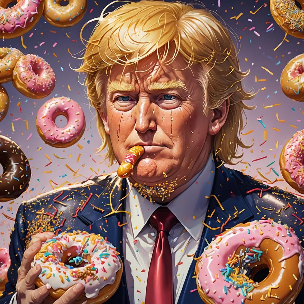 Donald Trump Donut Portrait in Anime Style