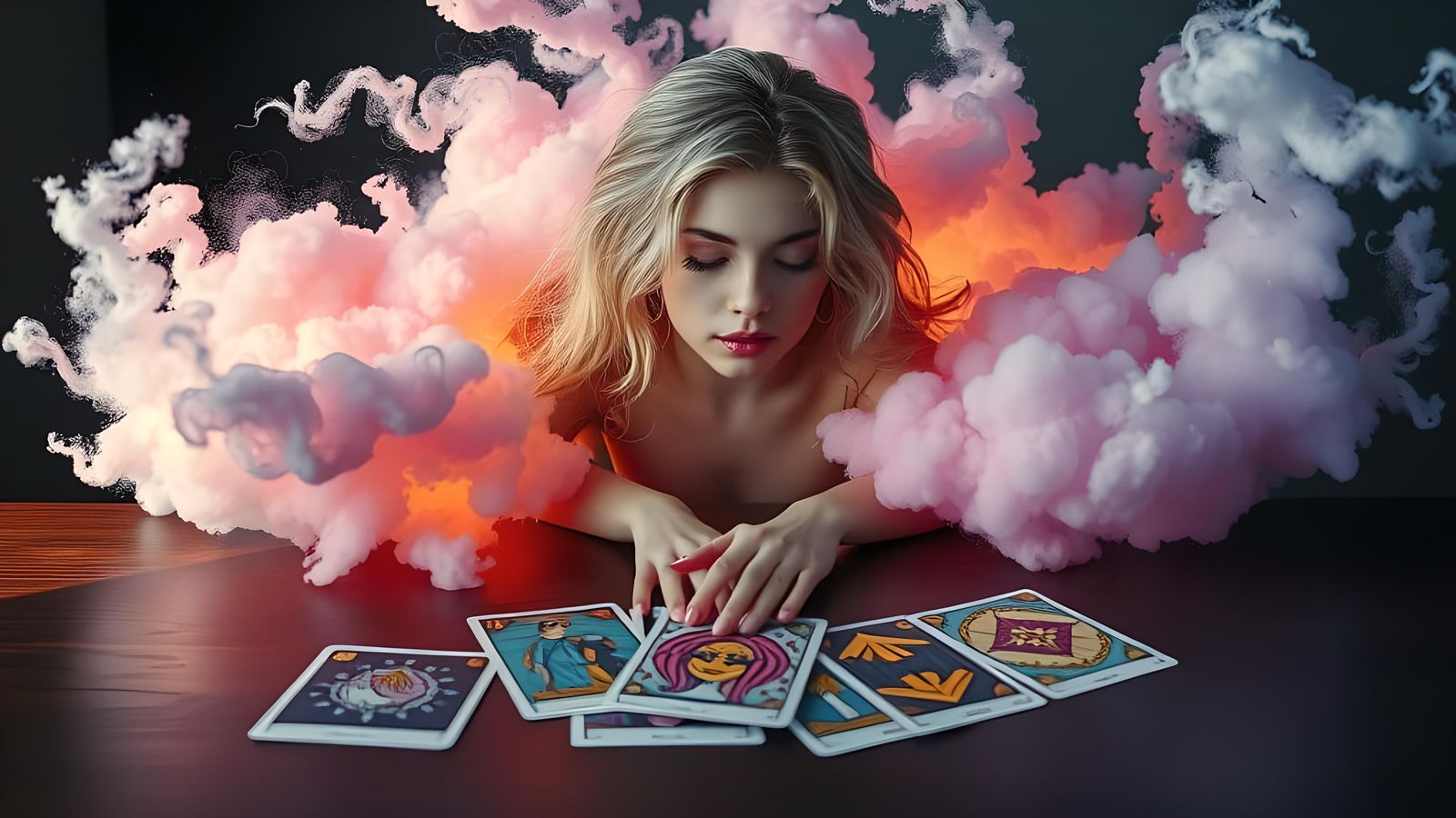 Celestial Woman Emerges From Tarot Cards