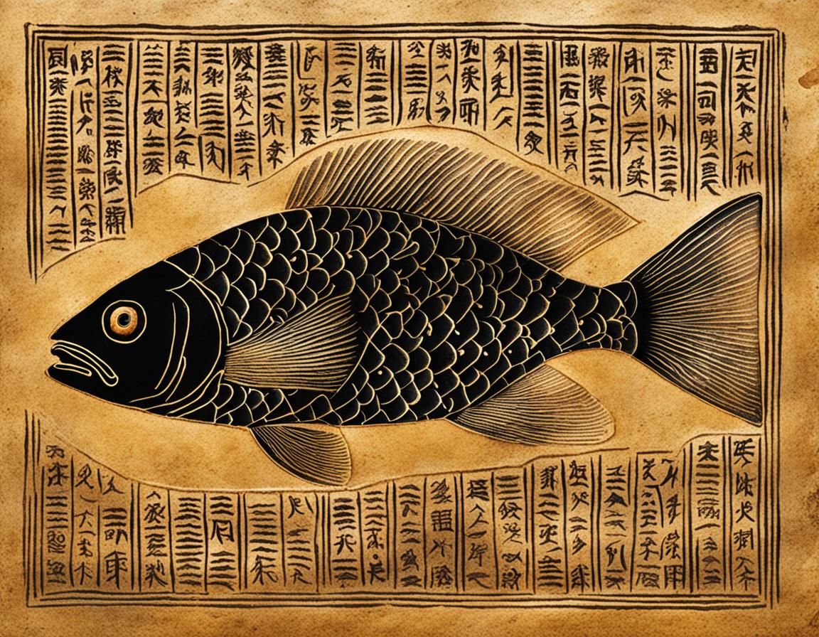 Ancient Tablet Fish: Digital Art Creation