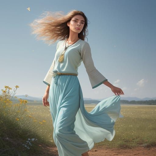 Effortless Goddess of Nature in Vibrant Ombre Hues