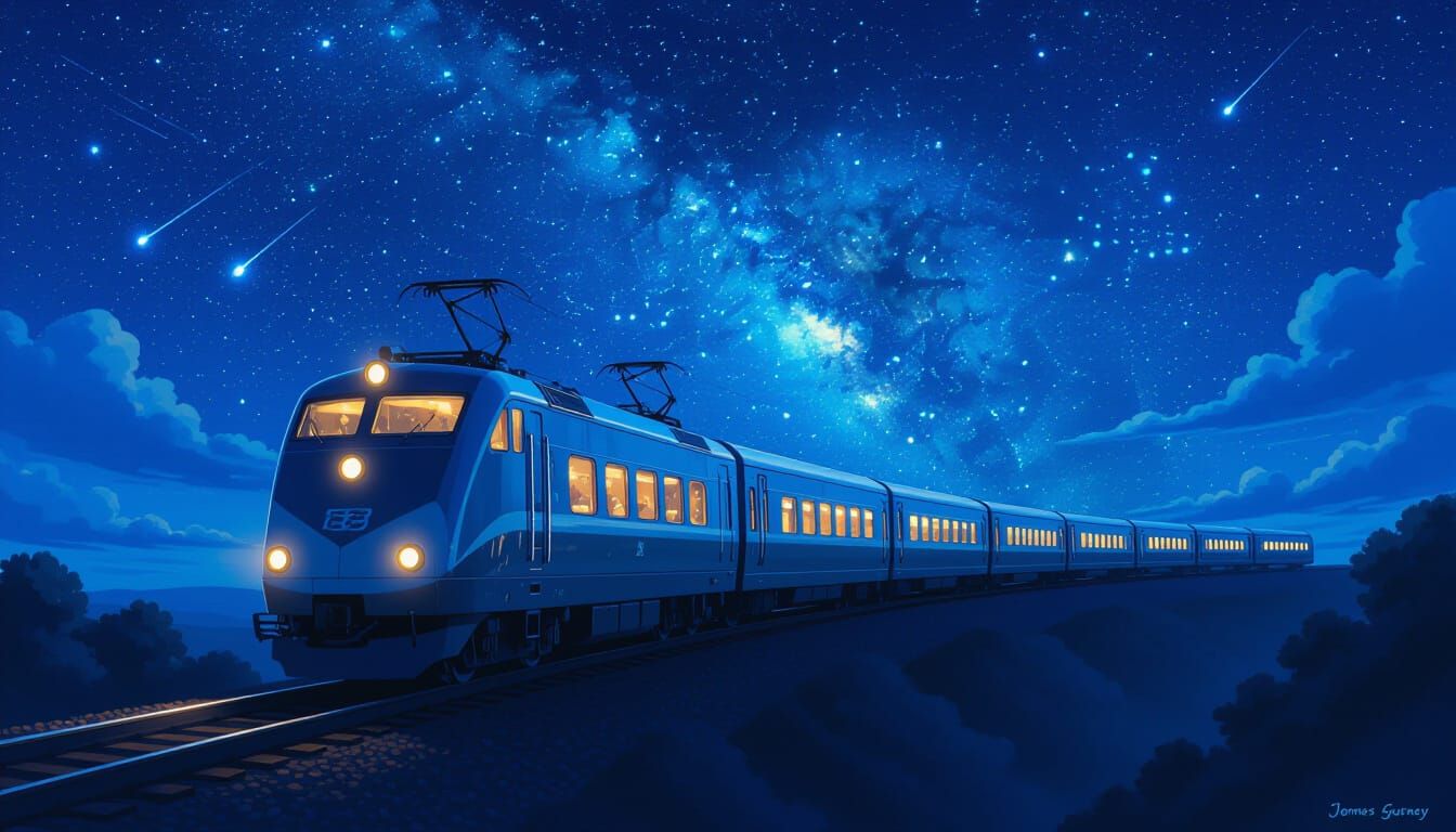 Hokutosei Express Glides Through Starry Sky, Fantasy Realism