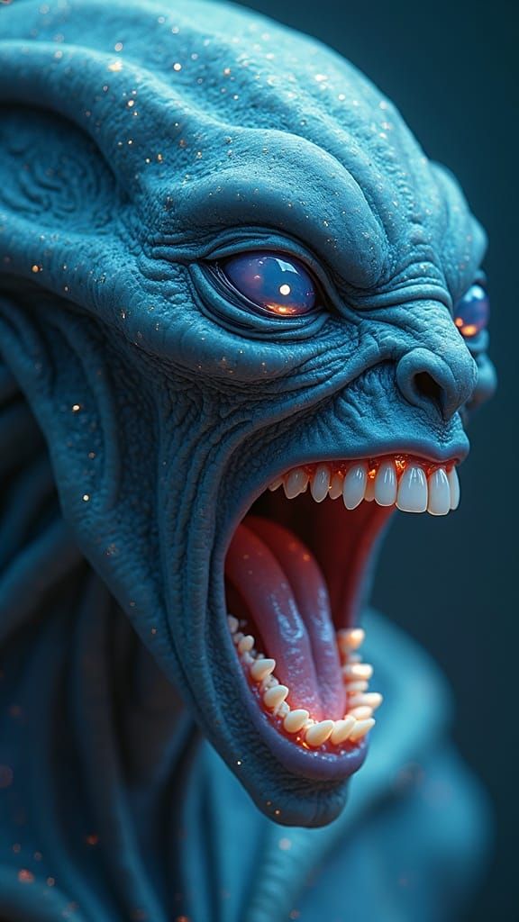 Alien-Human Hybrid Roaring in Celestial Awakening