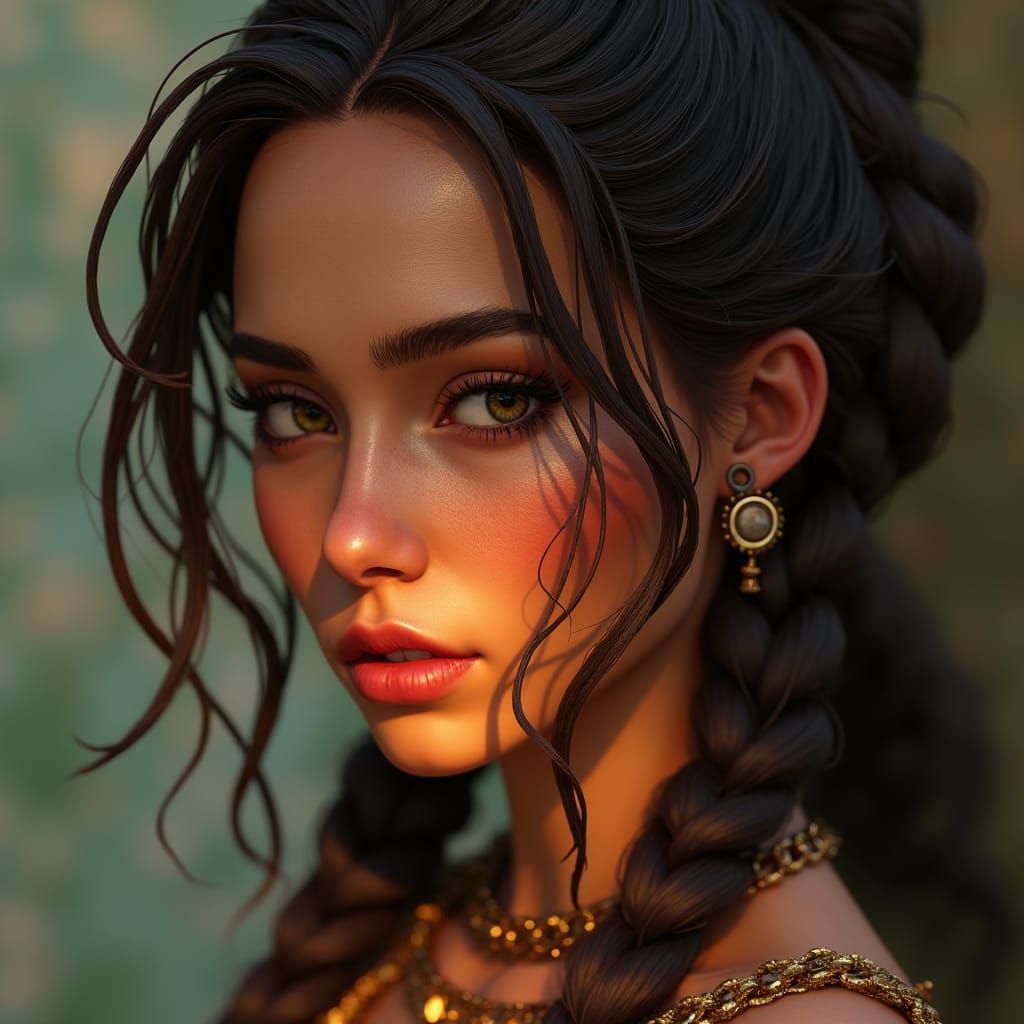 Regal Cherokee Woman Portrait in Hyper-Realistic Style