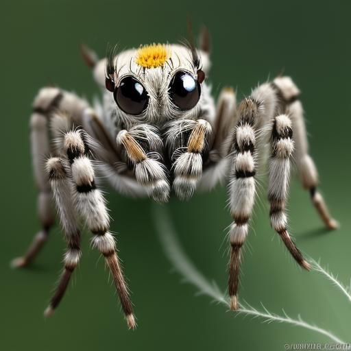 Jumping Spider Leaping From Flower in Macro Shot