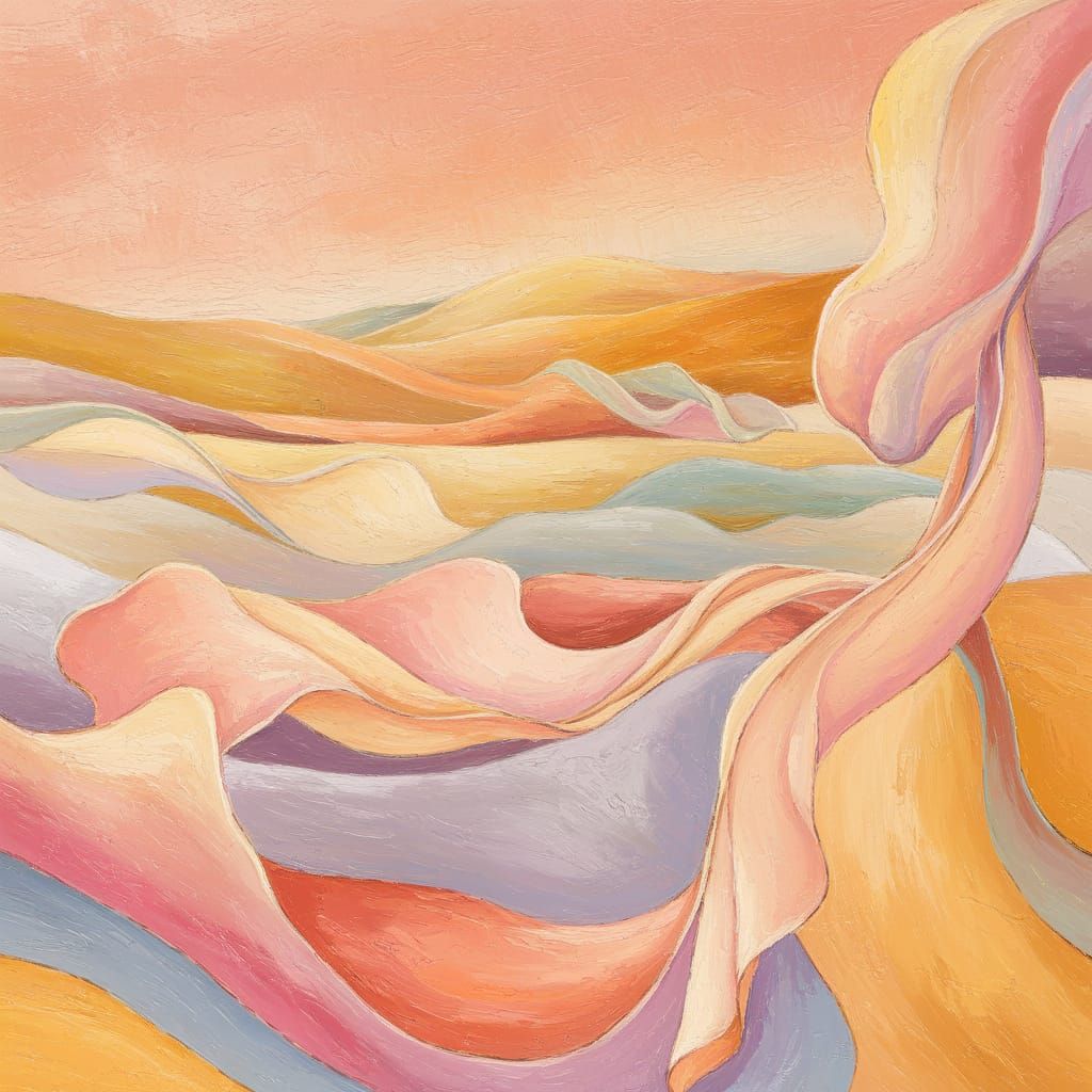 Dreamlike Pastel Landscape in Oil Painting Style