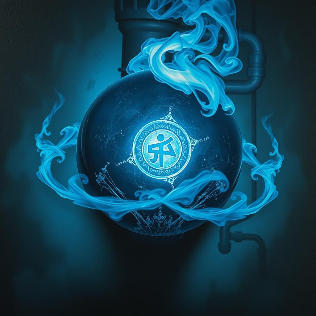 Surreal Symbol in Globe with Techno Background