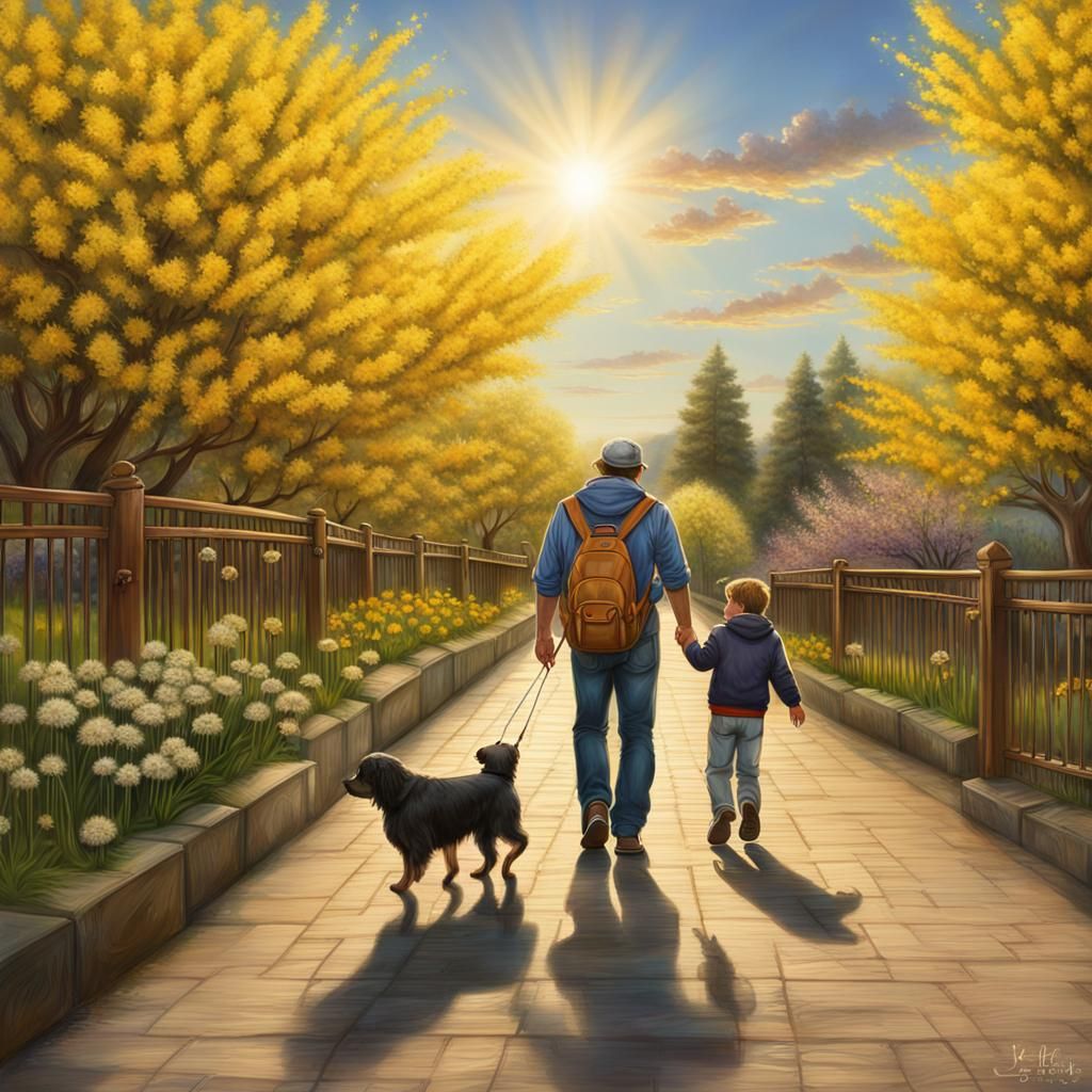Golden Wattles Bloom: Spring Walk with Family