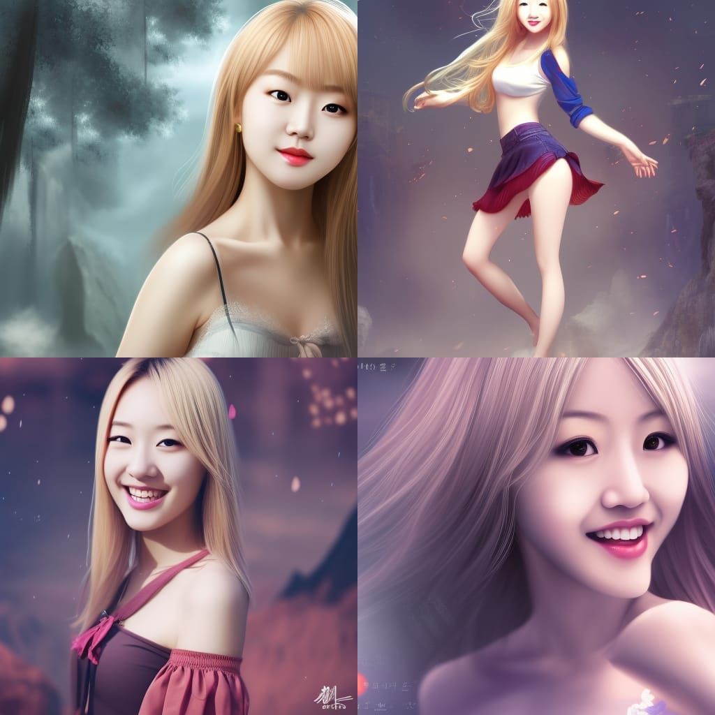 Beautiful Korean Girl Smiling in Detailed Fantasy Art