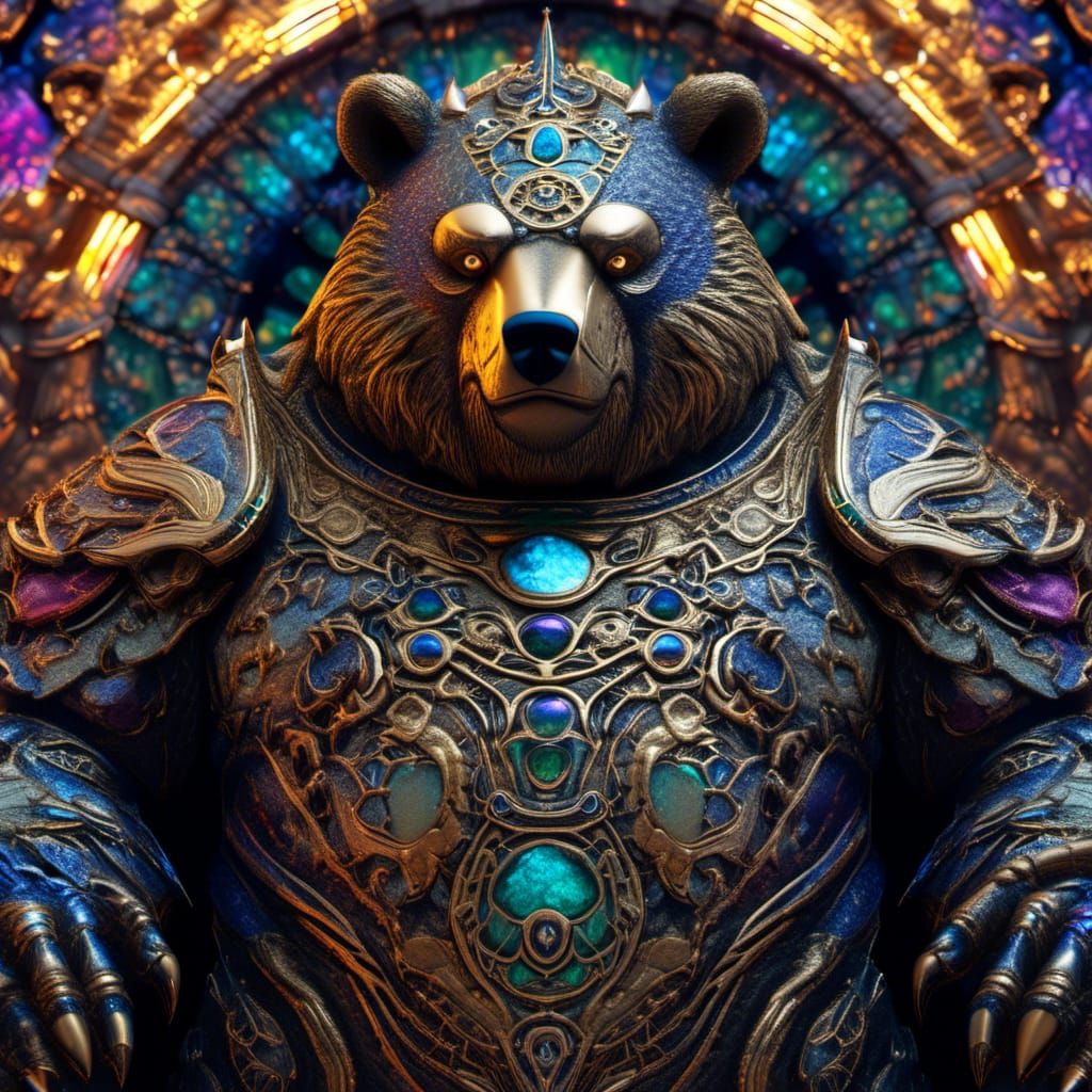 Bear Keeper of Dragons: Intricate Cosmic Portrait