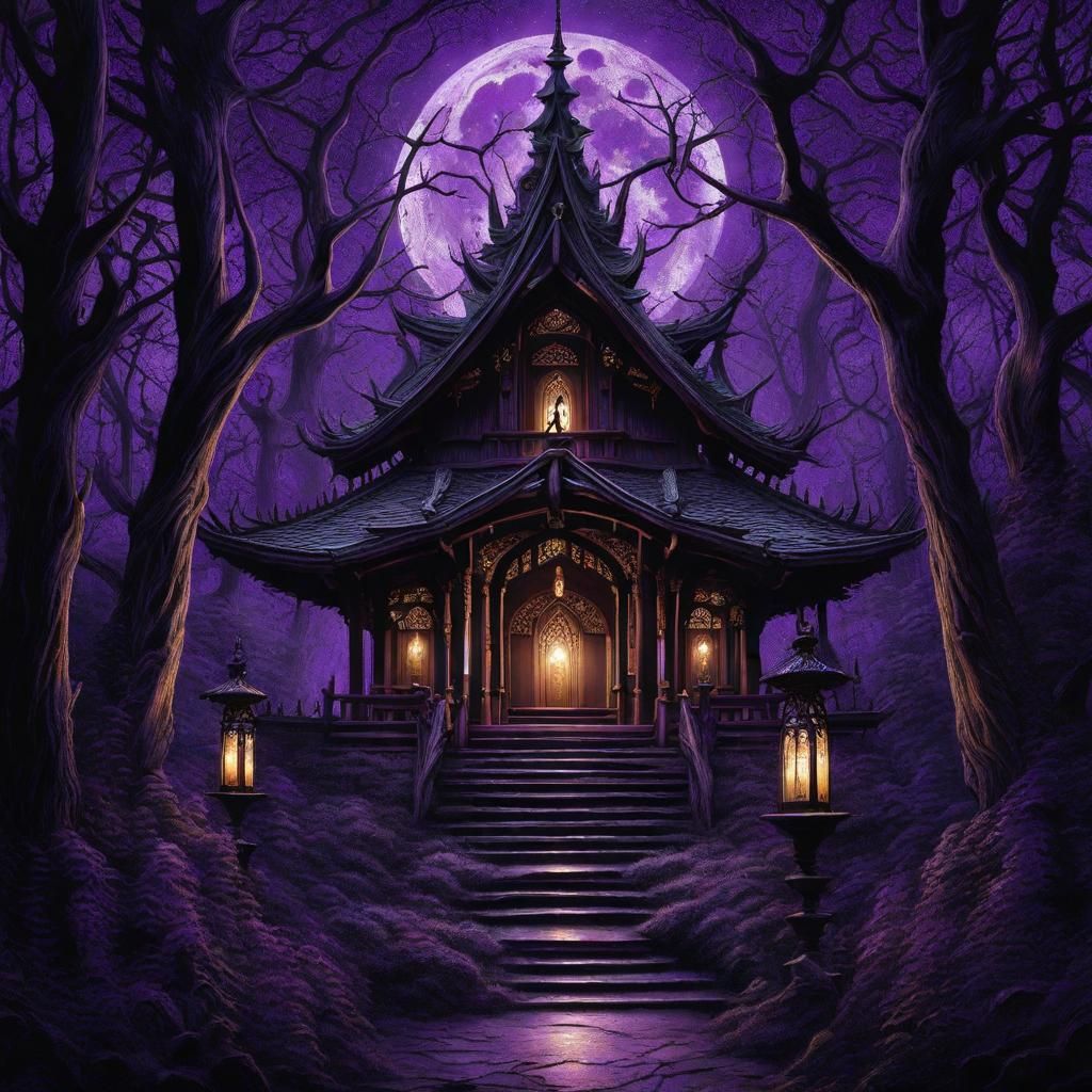 High Gothic Forest Scene in Tim Burton Style