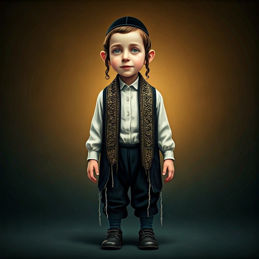 Charming Hasidic Child in Traditional Attire