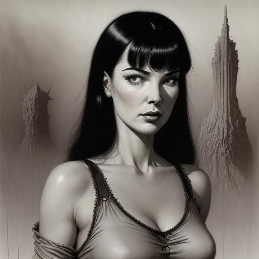 Bettie Page in Dark Surrealist Style