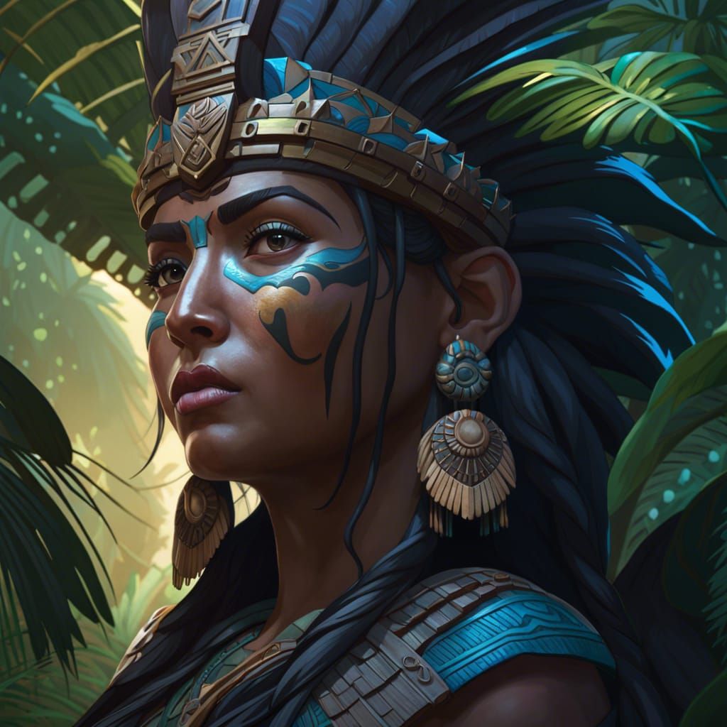 Mayan Temple Portrait with Volumetric Lighting