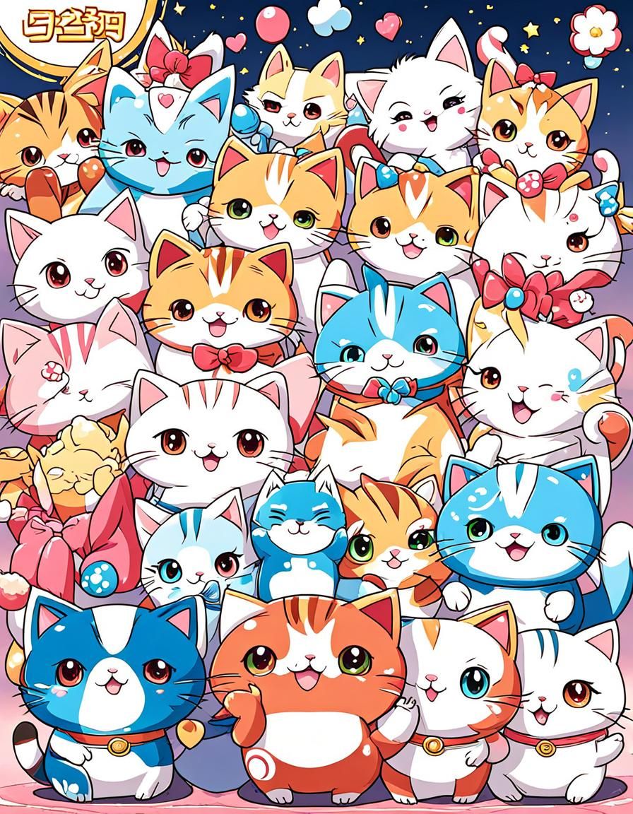Cute Anime Kittens Cartoon Characters