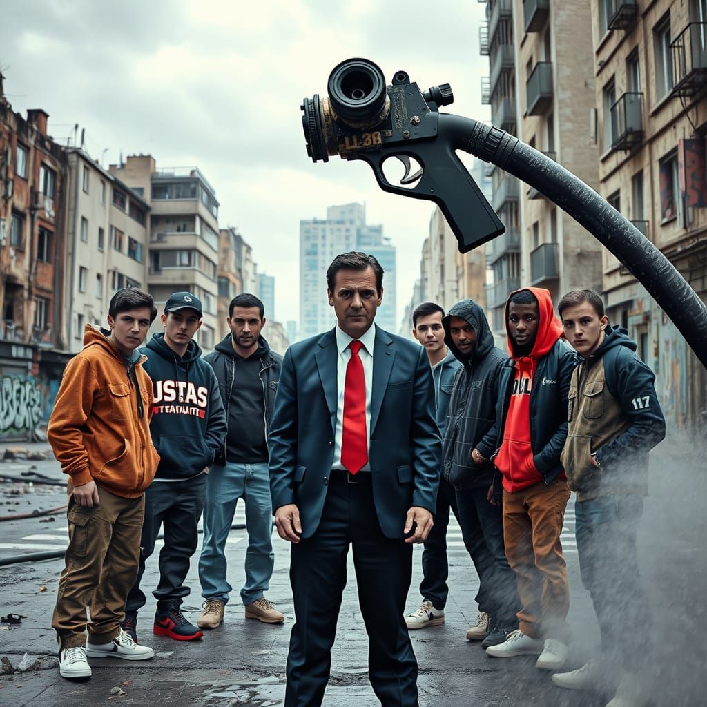 Parisian Suburb Confrontation in Gritty Urban Style