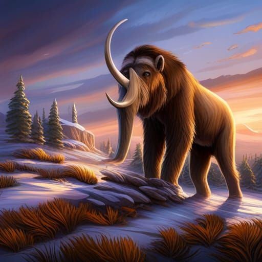 Pleistocene Mammoths Roaming the Ancient Tundra