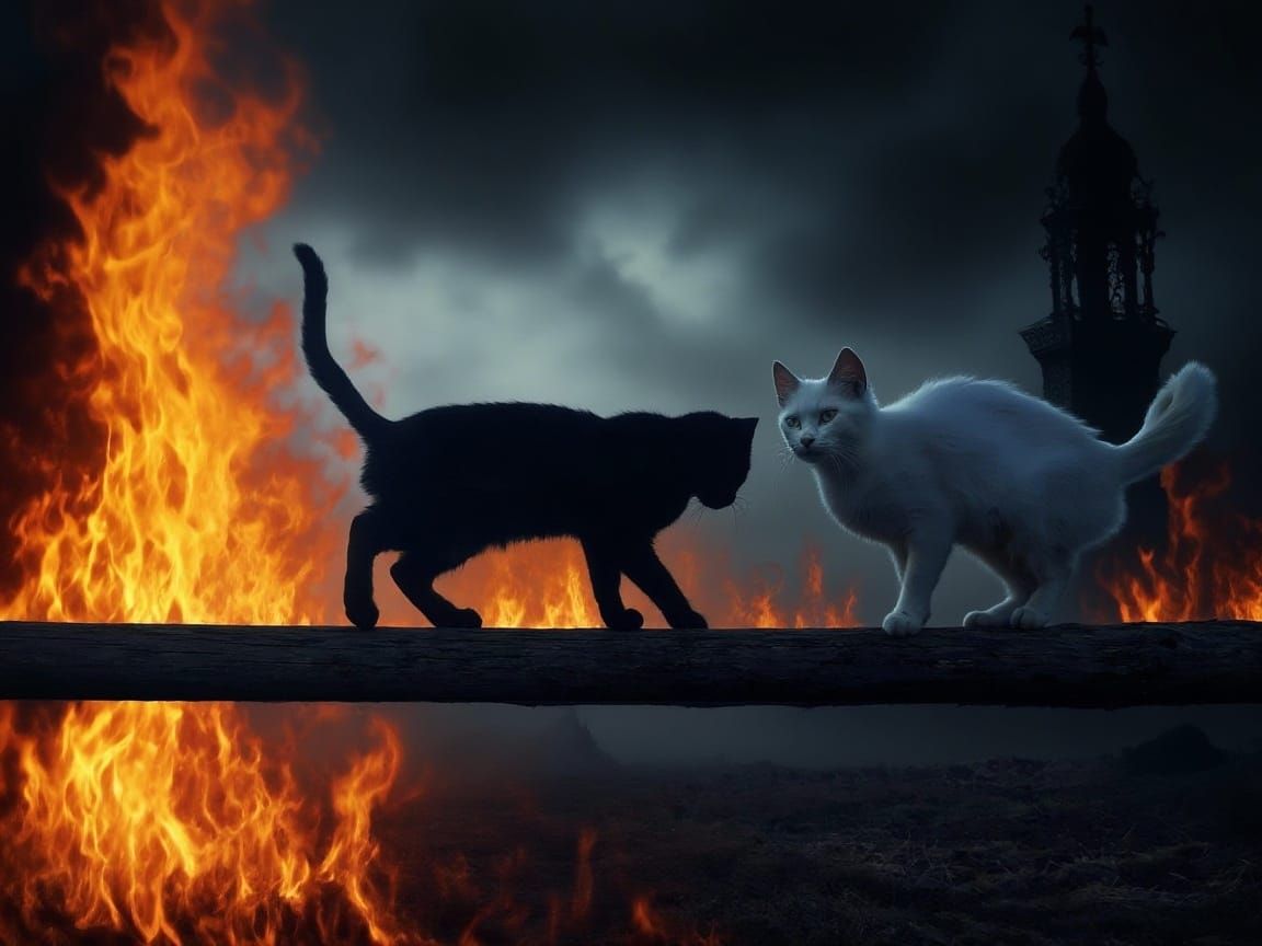 Gothic Style Scene With Fiery Background