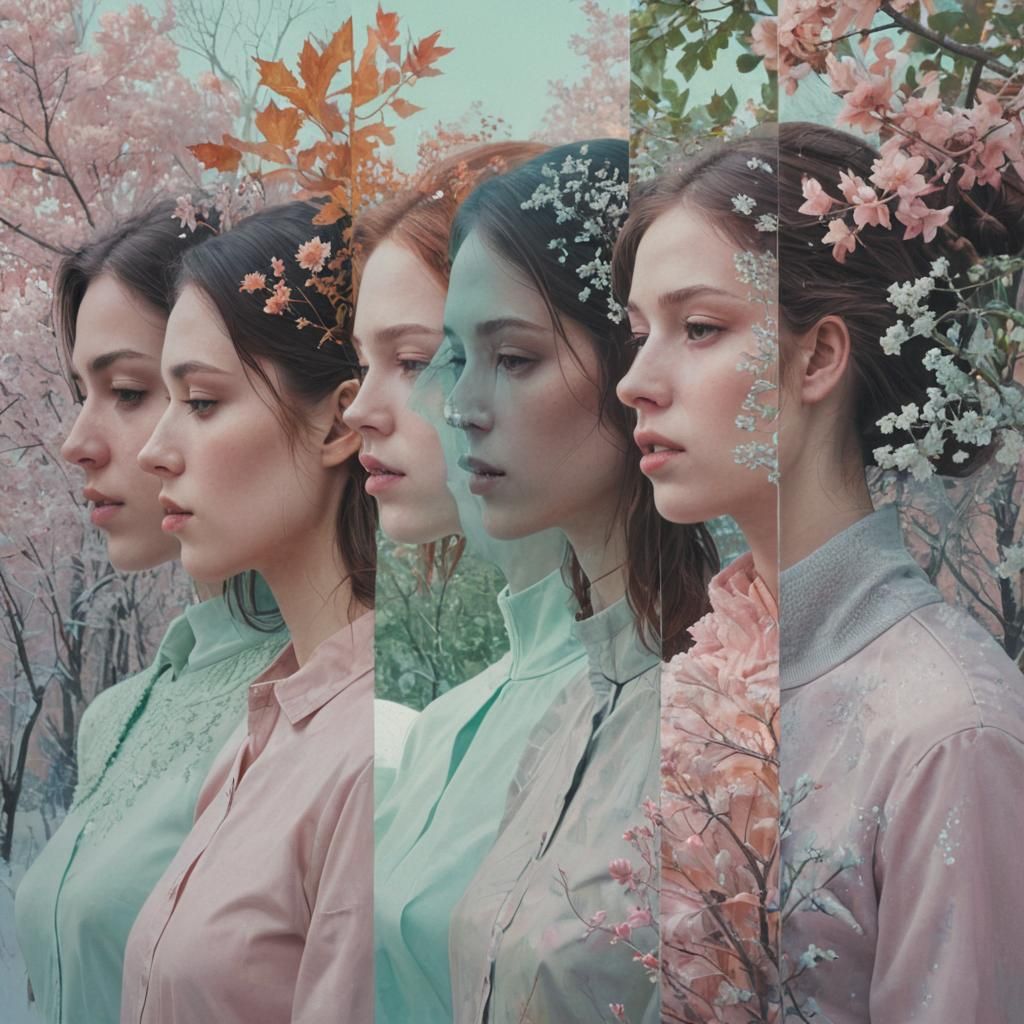 Hyper-realistic glitchcore surrealism depicting four human p...