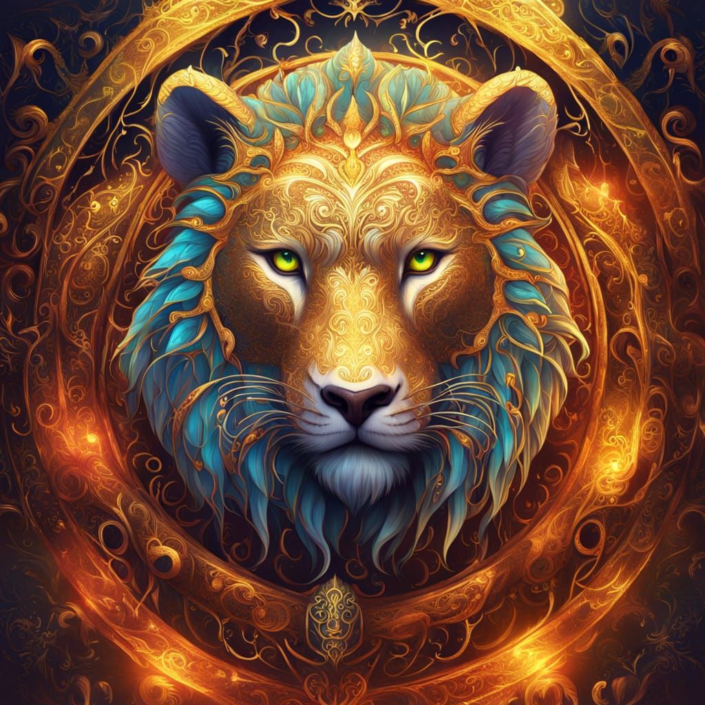 Illuminated Scrollwork Animal in Fantasy Style