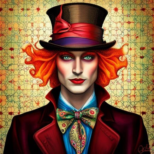 Mysterious Steampunk Mad Hatter in Vibrant Colors