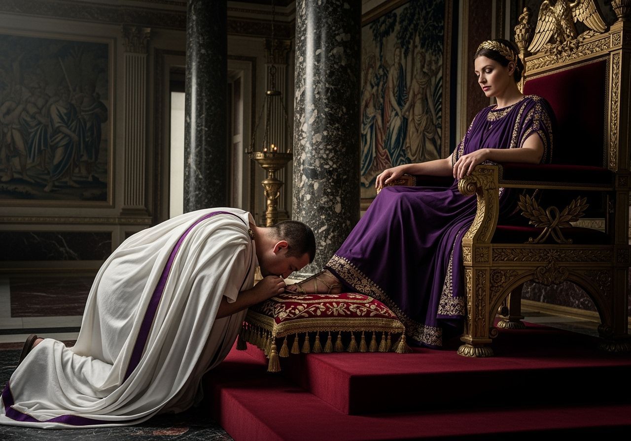 Roman Senator Pays Homage to Empress in Palace Chamber