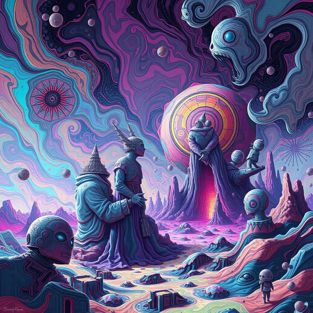 Surreal Dreamscape with Vibrant Swirling Patterns